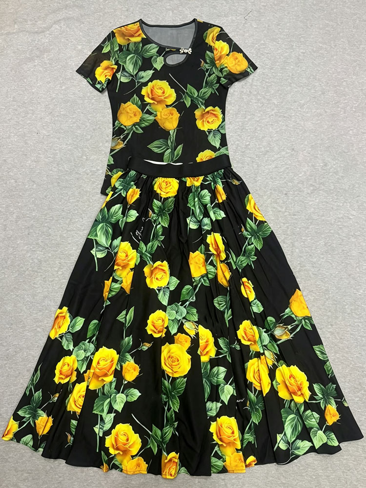 Retro summer new two-piece T-s - Romper Floral Print บทวิจารณ์และราคา