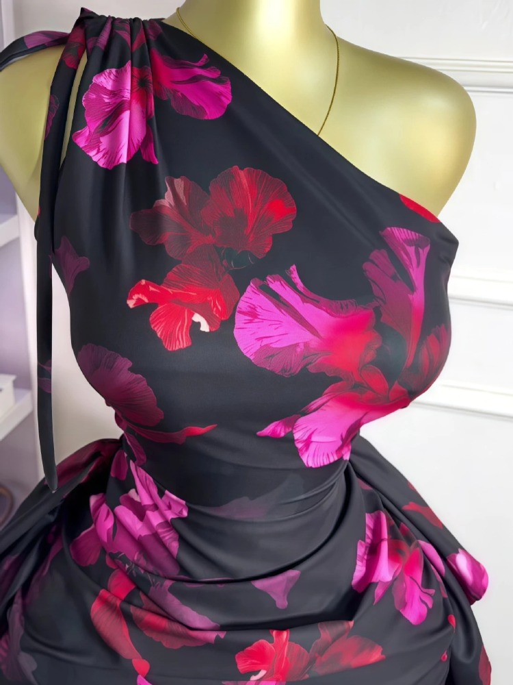 Women Floral Printed One Shoul - Midi Skirt Floral บทวิจารณ์และราคา