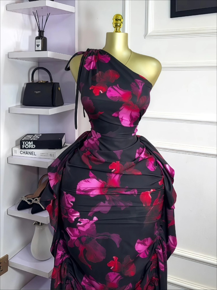Women Floral Printed One Shoul - Midi Skirt Floral บทวิจารณ์และราคา