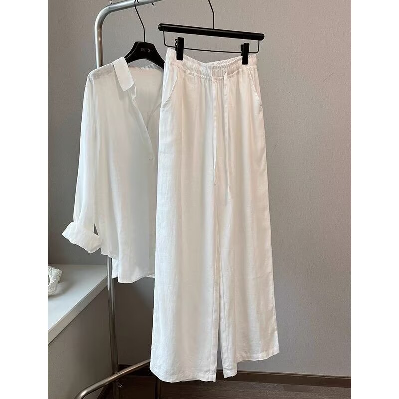 Korean White Cotton Linen Wide - Linen Pant Wide บทวิจารณ์และราคา