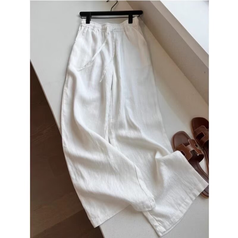 Korean White Cotton Linen Wide - Linen Pant Wide บทวิจารณ์และราคา