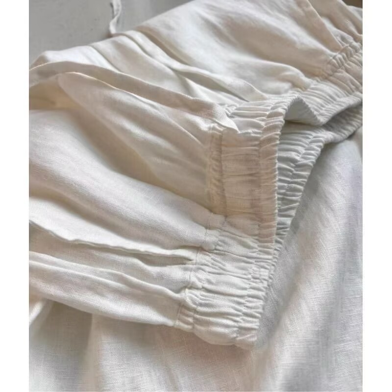 Korean White Cotton Linen Wide - Linen Pant Wide บทวิจารณ์และราคา