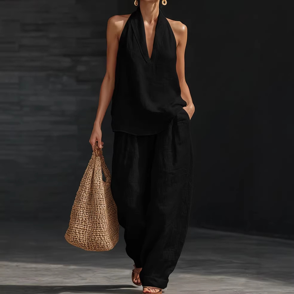 Summer Retro Solid Cotton Line - Linen Pant Wide บทวิจารณ์และราคา