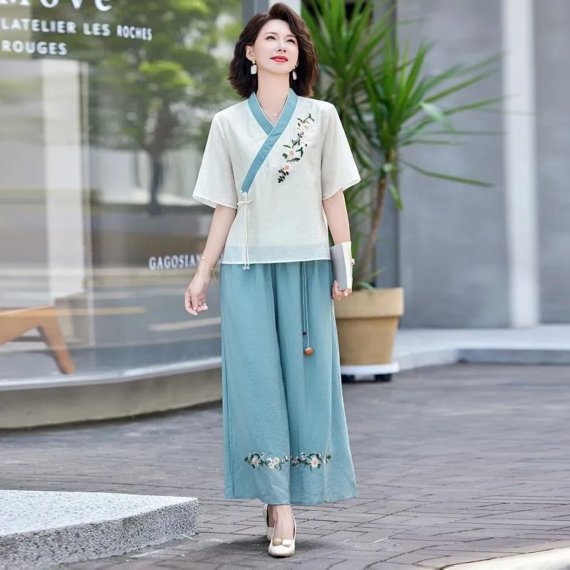 Womens New Chinese Style Linen - Linen Pant Wide บทวิจารณ์และราคา