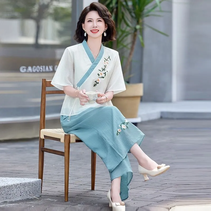 Womens New Chinese Style Linen - Linen Pant Wide บทวิจารณ์และราคา