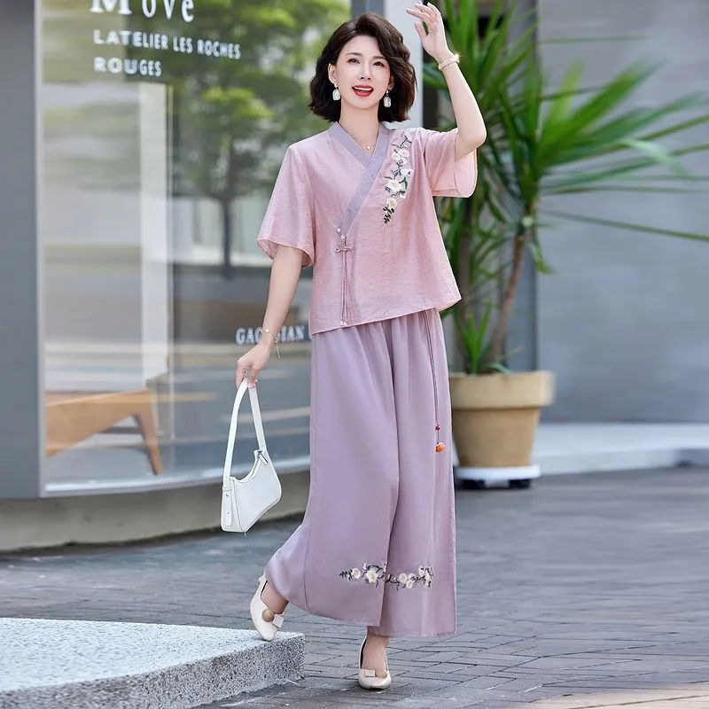 Womens New Chinese Style Linen - Linen Pant Wide บทวิจารณ์และราคา
