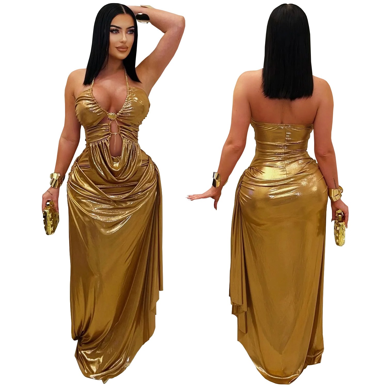 Wedding Guest Dress Evening Ha - Maxi Dress Halter บทวิจารณ์และราคา