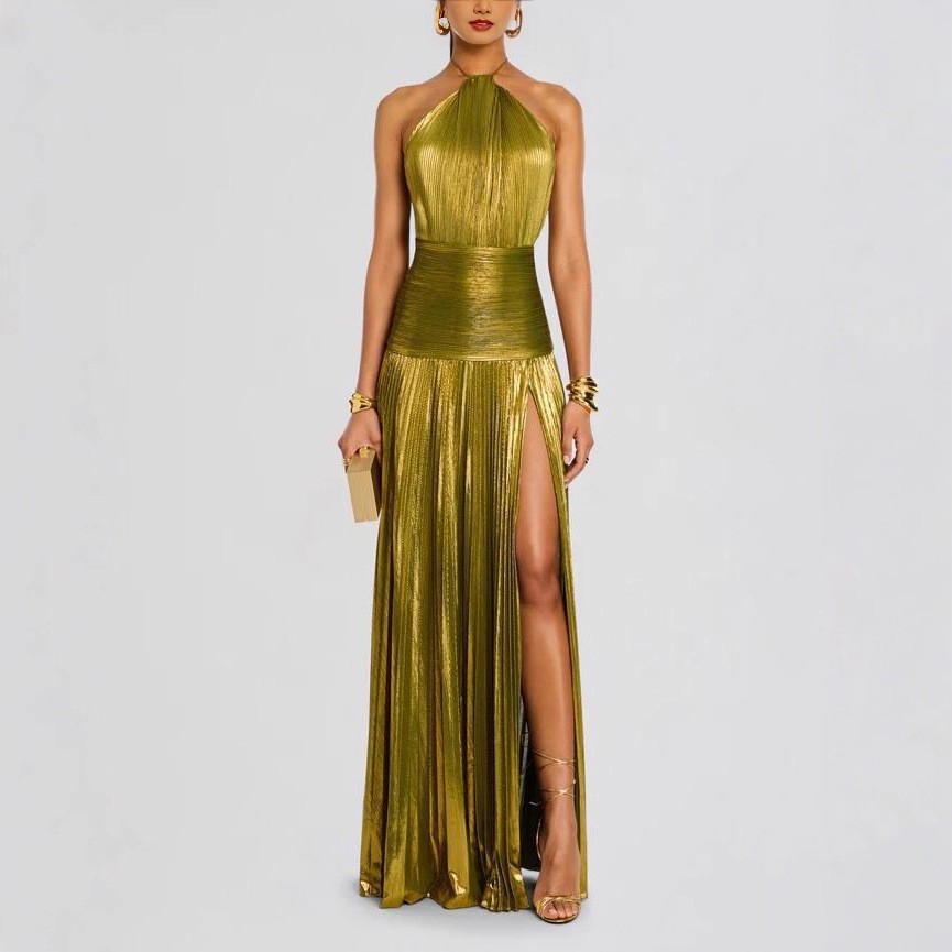 Elegant Party Dress Sleeveless - Maxi Dress Halter บทวิจารณ์และราคา