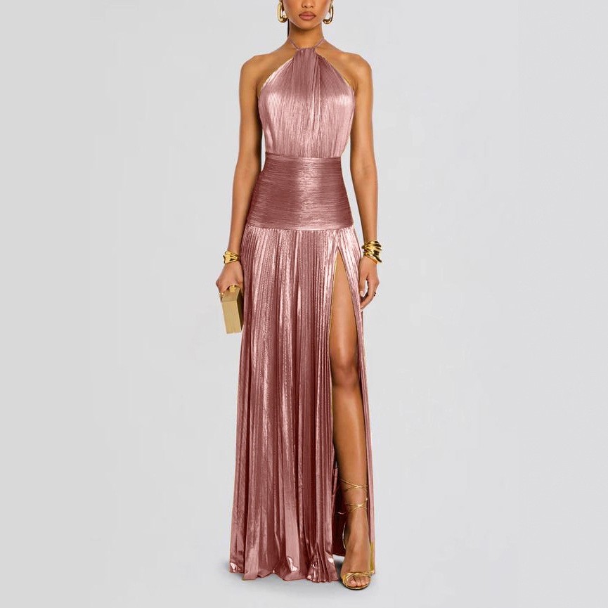 Elegant Party Dress Sleeveless - Maxi Dress Halter บทวิจารณ์และราคา