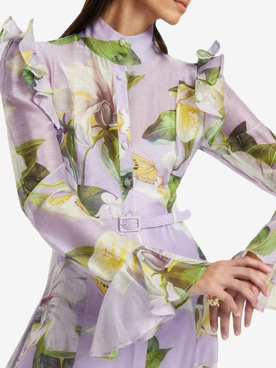 TWOTWINSTYLE Printing Spliced  - Linen Dress Wrap บทวิจารณ์และราคา