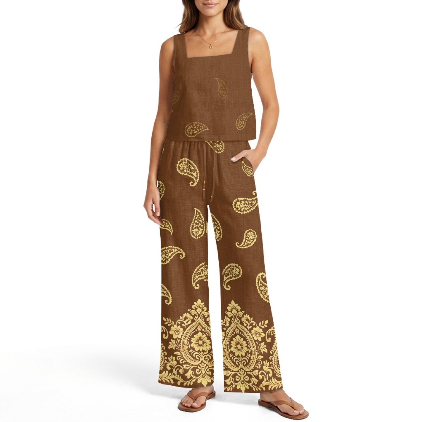 INSTANTARTS Women’s Linen Vest - Linen Pant Wide บทวิจารณ์และราคา