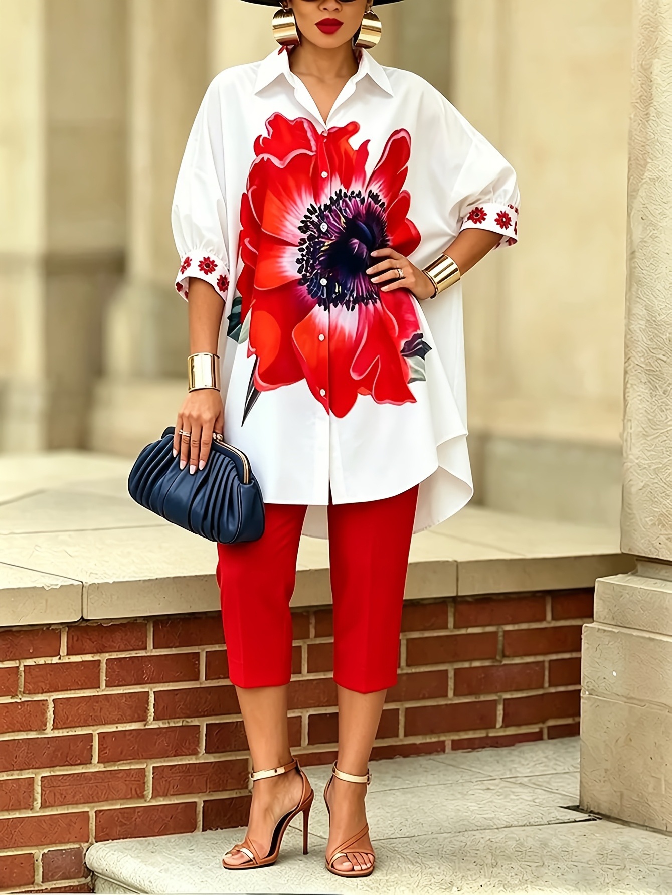 Vintage Women Floral Printed 2 - Romper Floral Print บทวิจารณ์และราคา