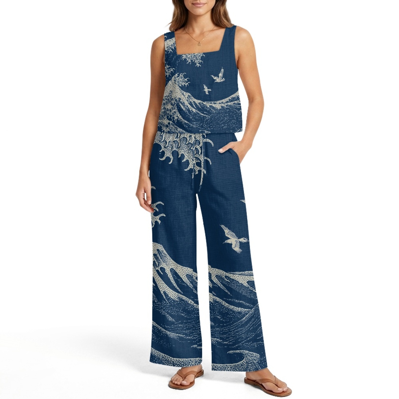 INSTANTARTS Women’s Linen Vest - Linen Pant Wide บทวิจารณ์และราคา