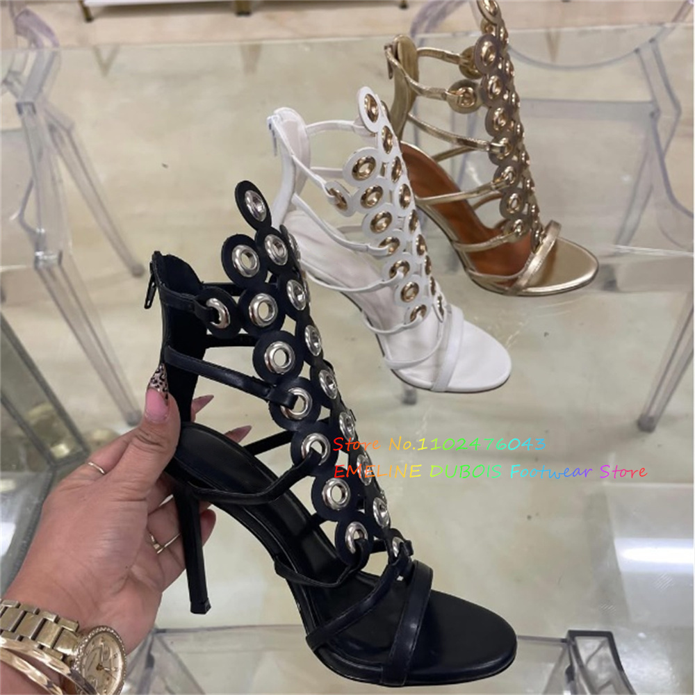 Gold Metal Circle Decor High H - Sandal Strappy Heeled บทวิจารณ์และราคา