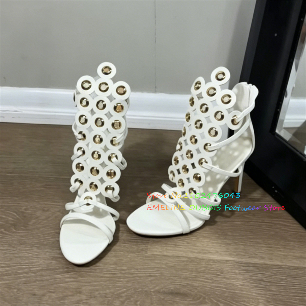 Gold Metal Circle Decor High H - Sandal Strappy Heeled บทวิจารณ์และราคา