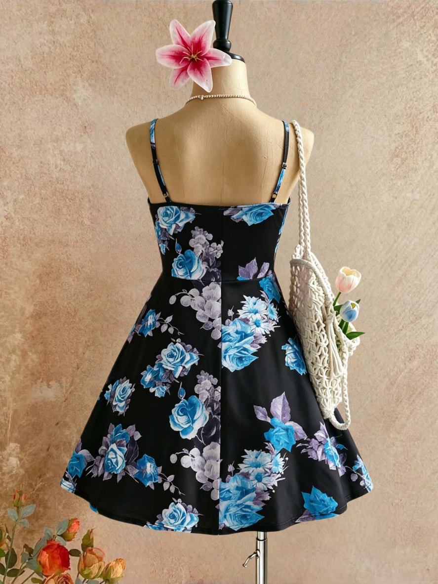 Plus Size Women Spaghetti Stra - Romper Floral Print บทวิจารณ์และราคา
