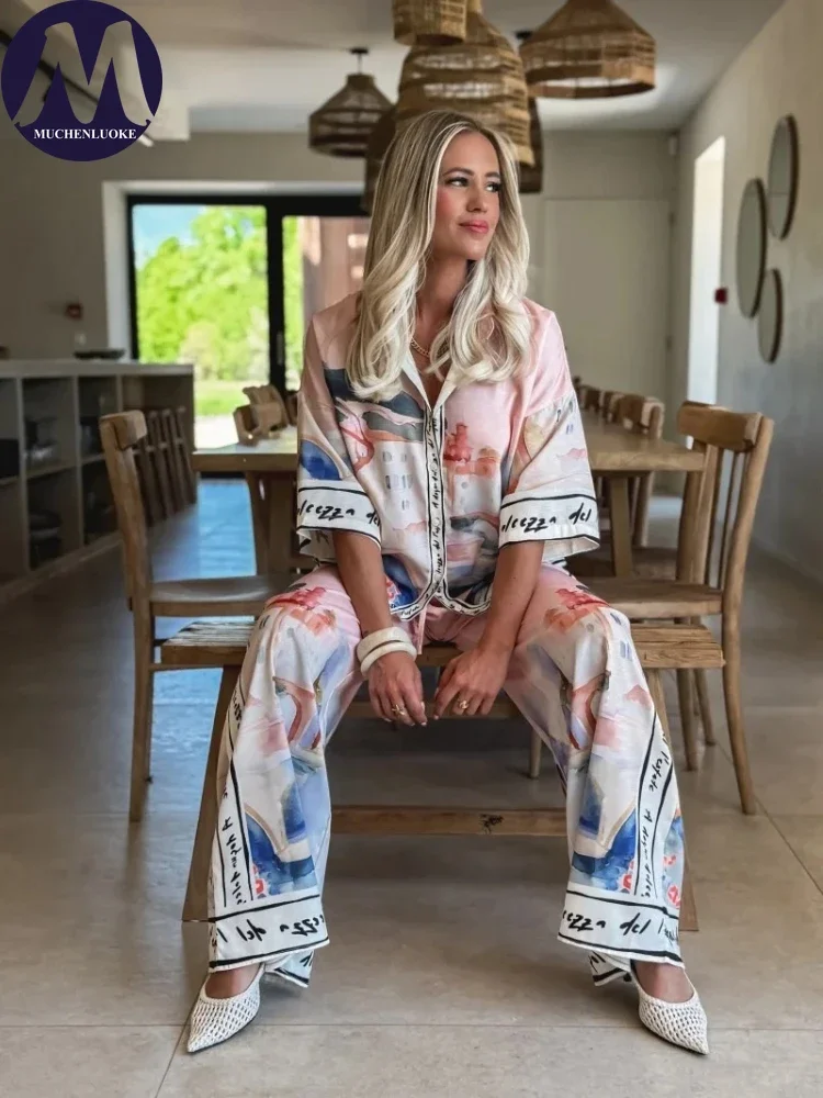 2 Pieces Set for Woman Summer  - Linen Pant Wide บทวิจารณ์และราคา
