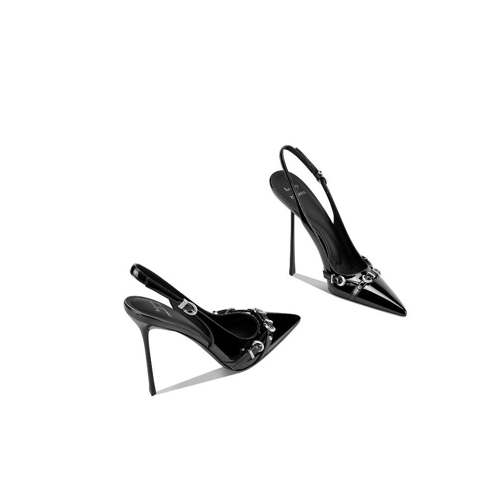Fashionable Black Pointed Toe  - Sandal Strappy Heeled บทวิจารณ์และราคา