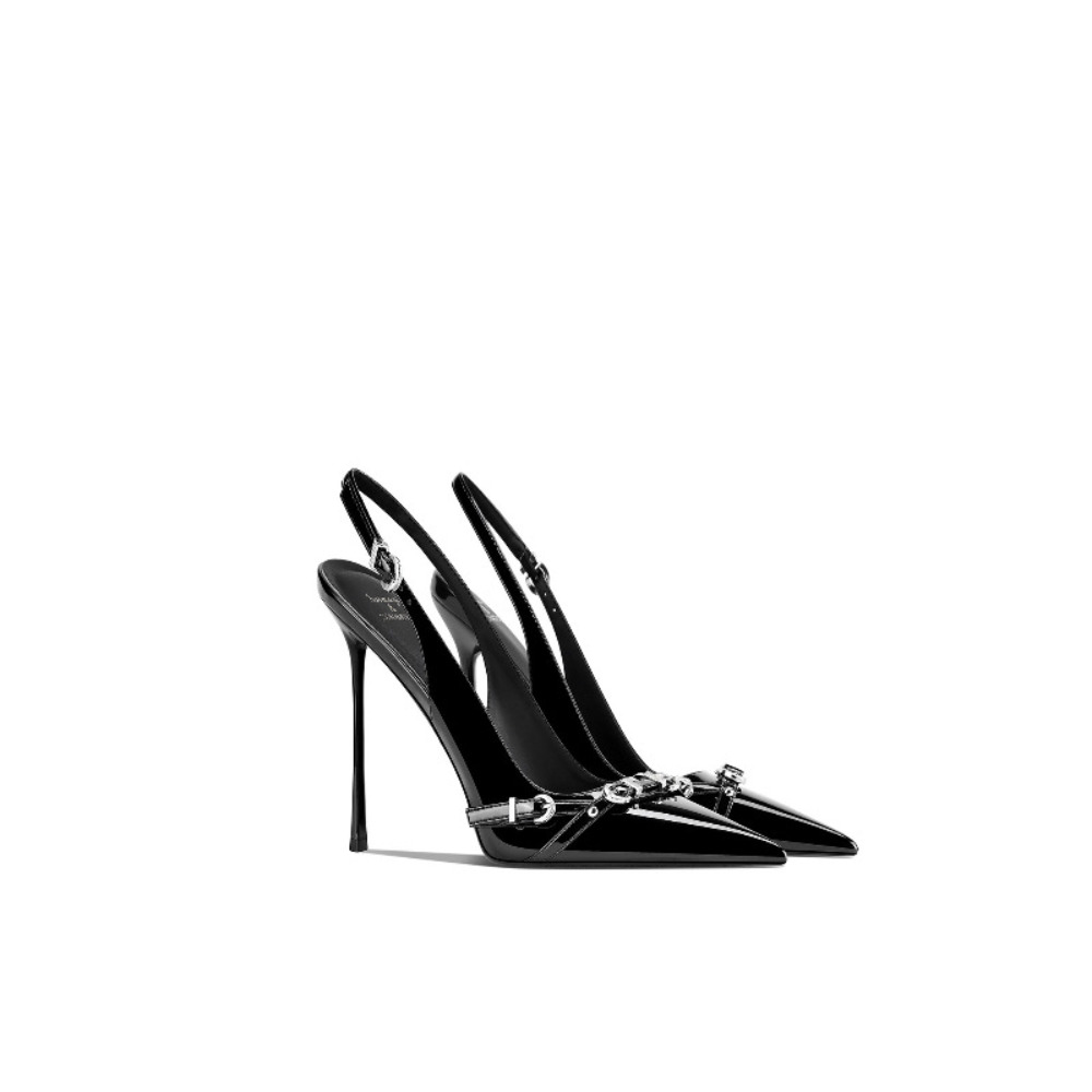 Fashionable Black Pointed Toe  - Sandal Strappy Heeled บทวิจารณ์และราคา