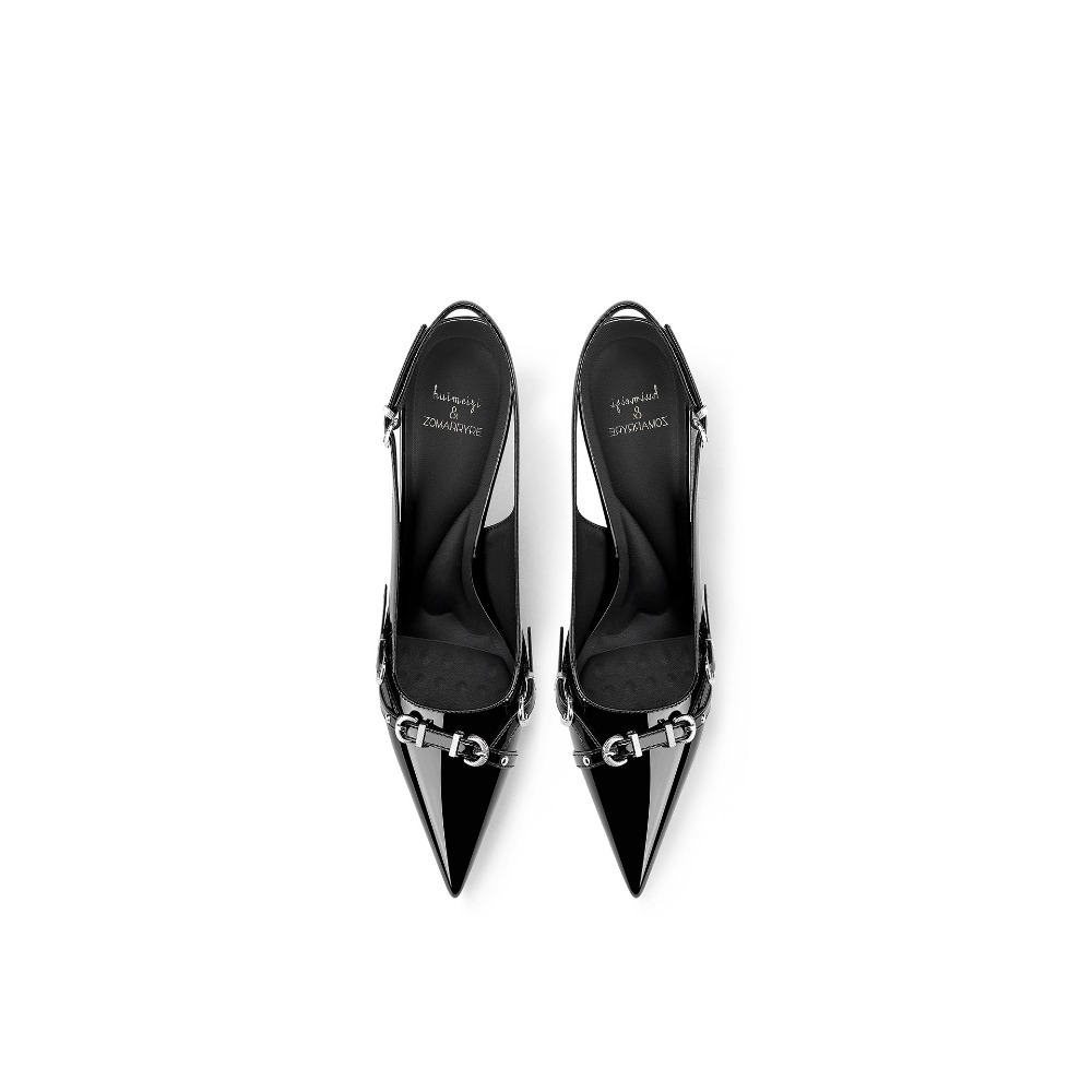 Fashionable Black Pointed Toe  - Sandal Strappy Heeled บทวิจารณ์และราคา