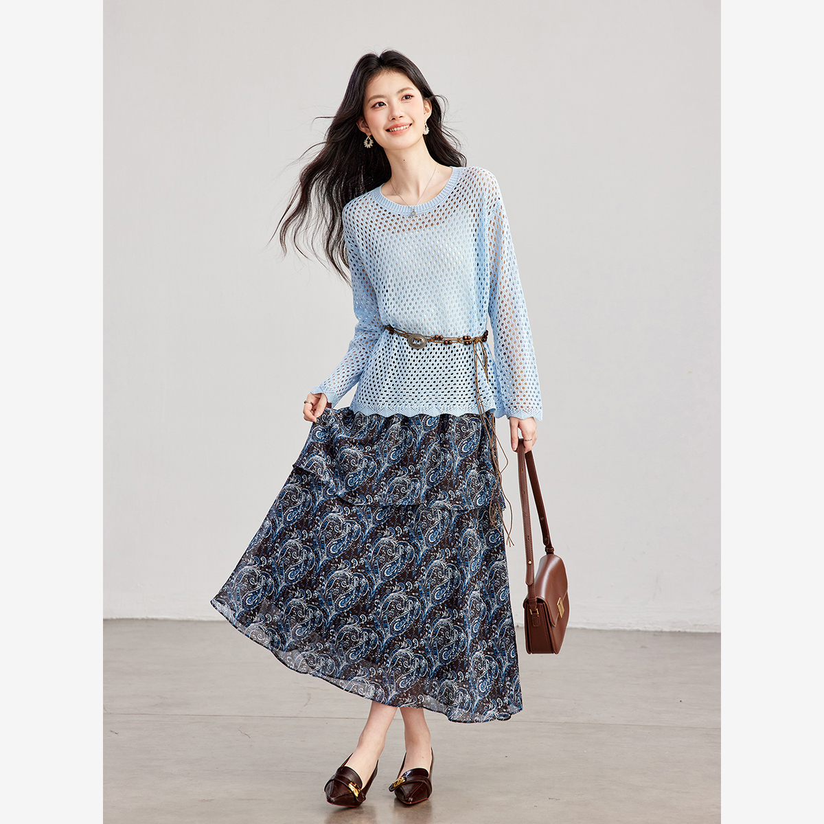 VIMLY Women's Two-piece Set 20 - Midi Skirt Floral บทวิจารณ์และราคา