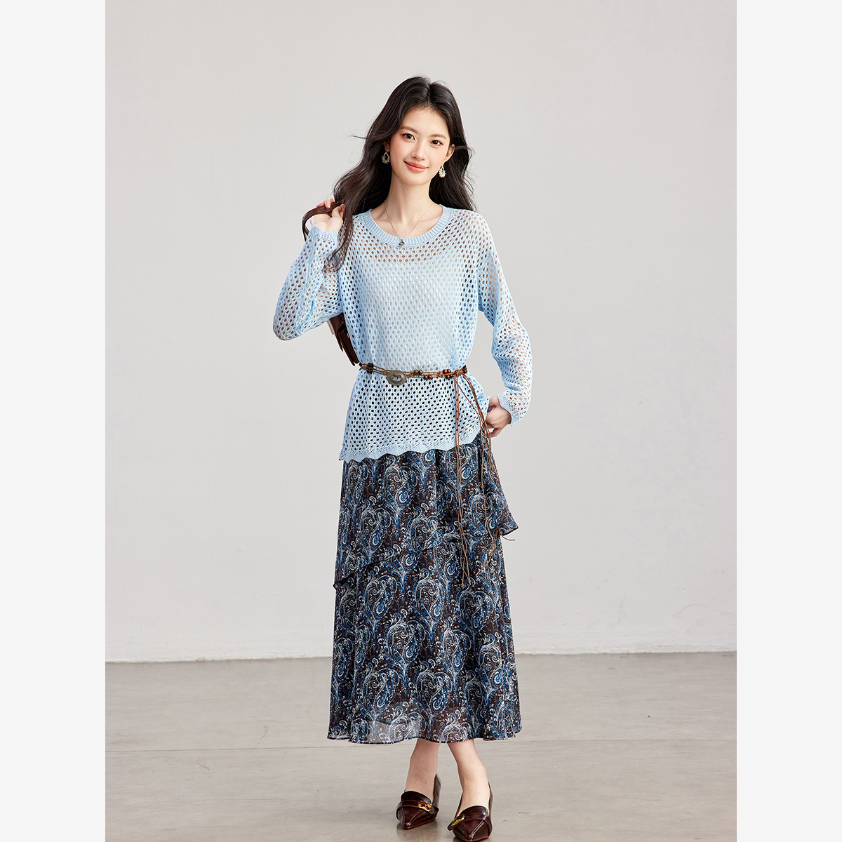 VIMLY Women's Two-piece Set 20 - Midi Skirt Floral บทวิจารณ์และราคา