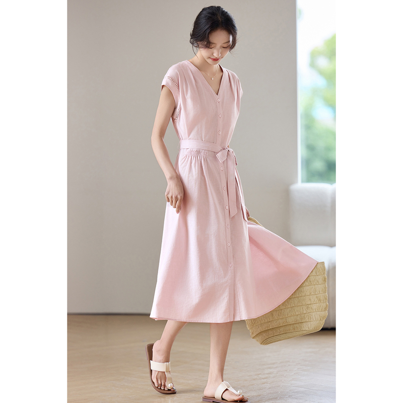 SENTUBILA Women's Midi Pink Dr - Linen Dress Wrap บทวิจารณ์และราคา