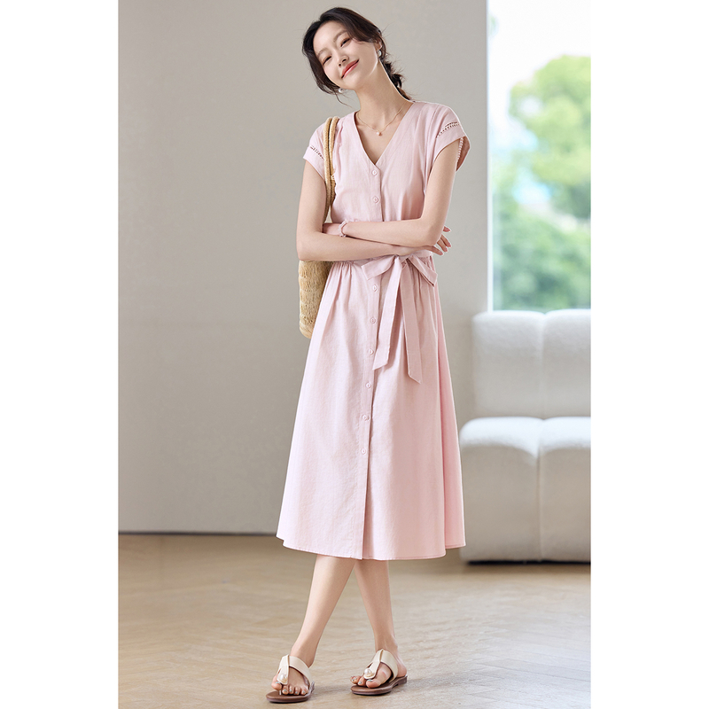 SENTUBILA Women's Midi Pink Dr - Linen Dress Wrap บทวิจารณ์และราคา