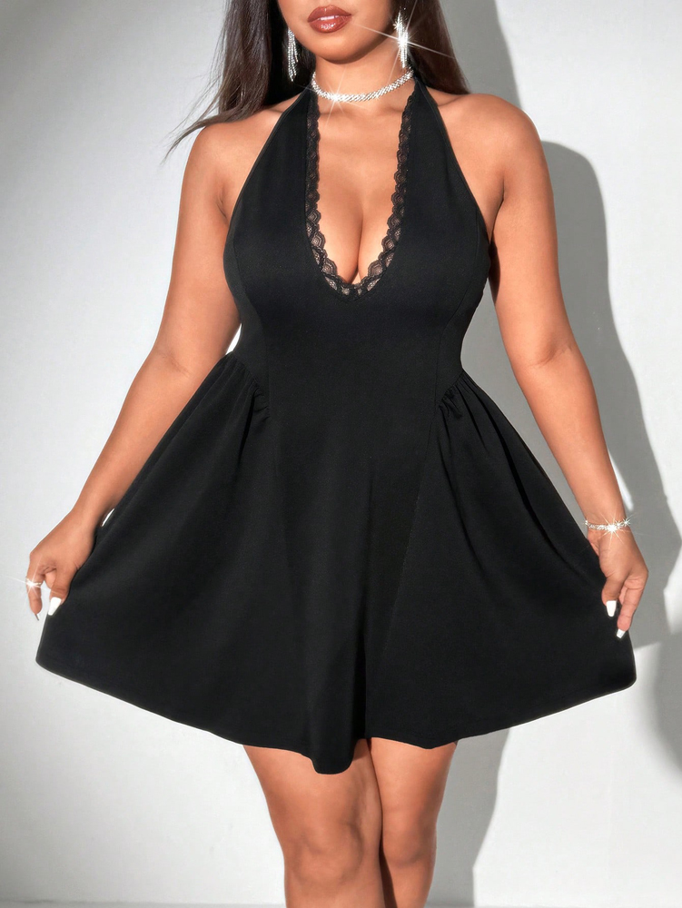 Plus Size Women Halter Black M - Maxi Dress Halter บทวิจารณ์และราคา