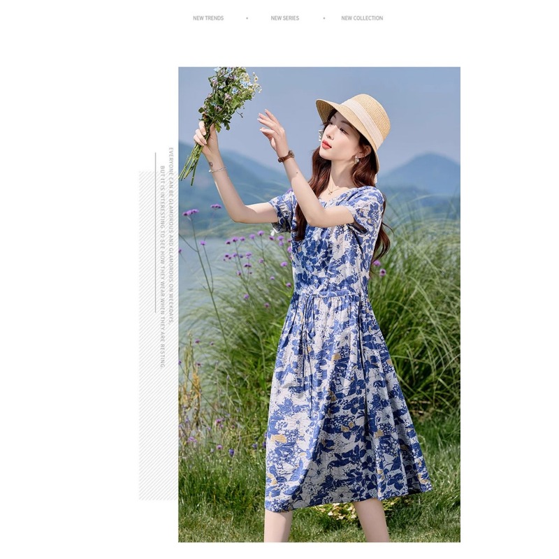 Women's Summer Linen Blend Flo - Midi Skirt Floral บทวิจารณ์และราคา