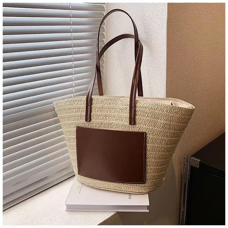 Straw hand-woven tote bag larg - Tote Bag Beach บทวิจารณ์และราคา