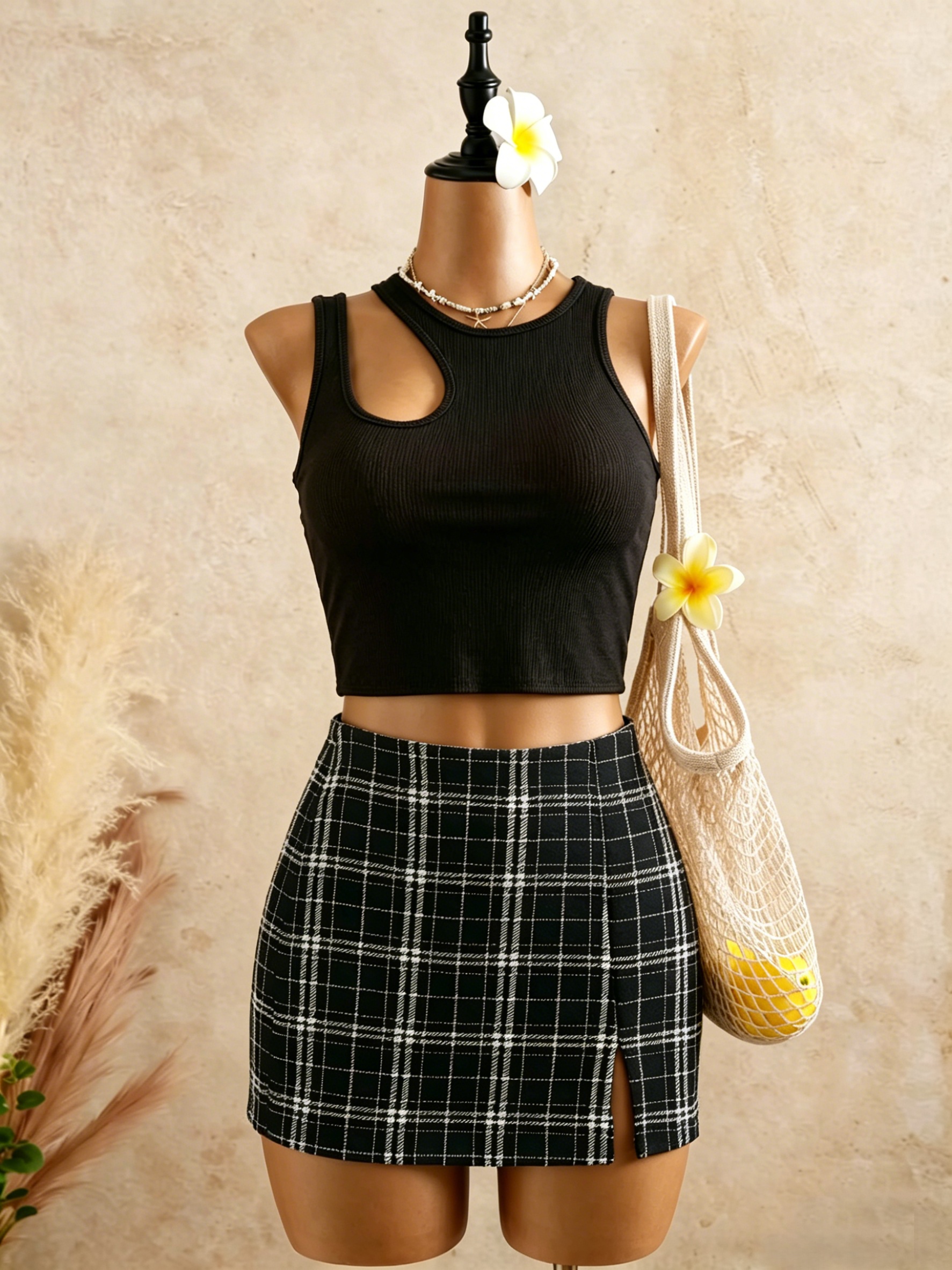 2 Piece Outfits Women Cutout R - Crop Top Crochet บทวิจารณ์และราคา