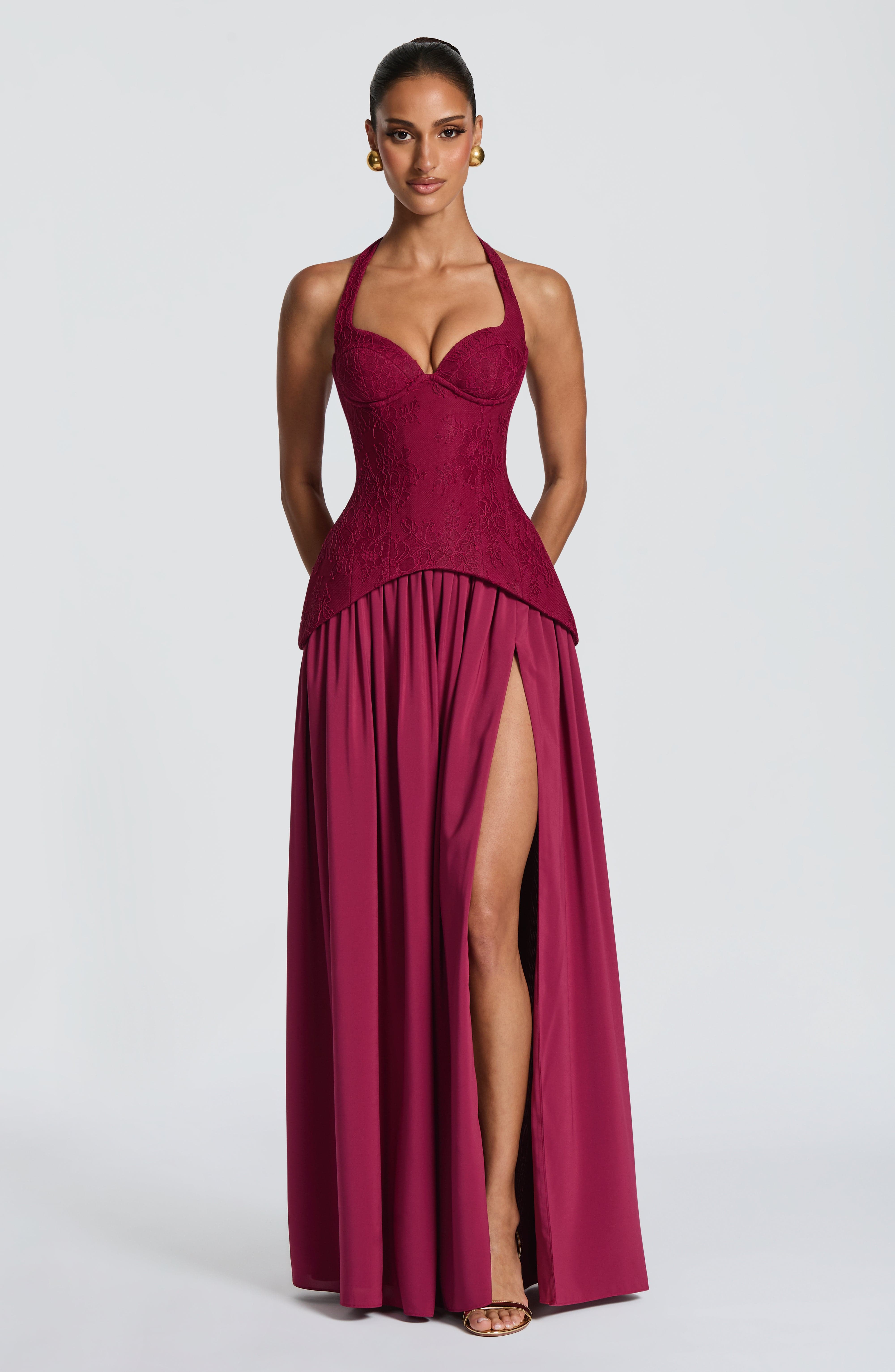 Backless Lace Corset Maxi Dres - Maxi Dress Halter บทวิจารณ์และราคา