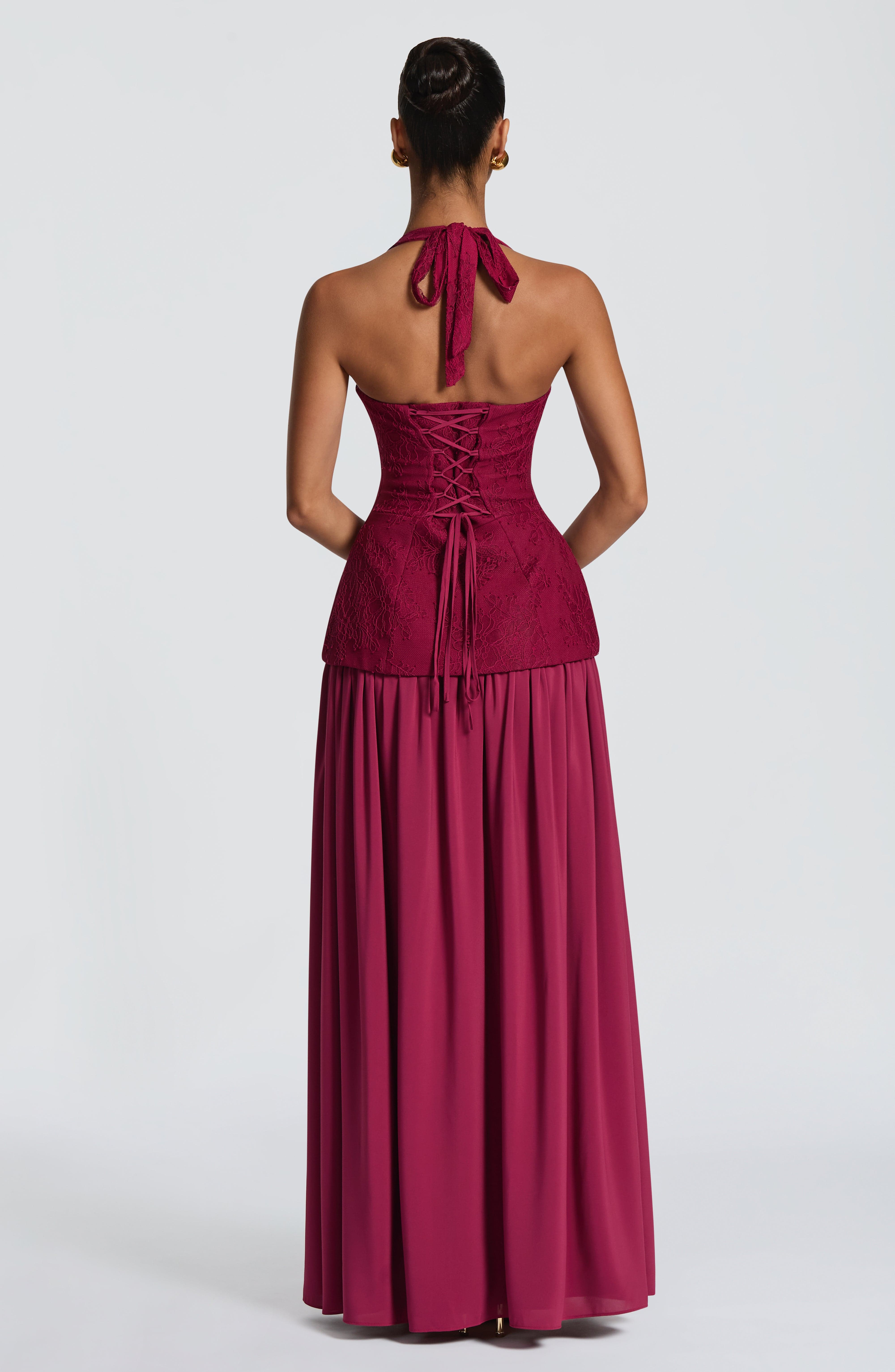 Backless Lace Corset Maxi Dres - Maxi Dress Halter บทวิจารณ์และราคา
