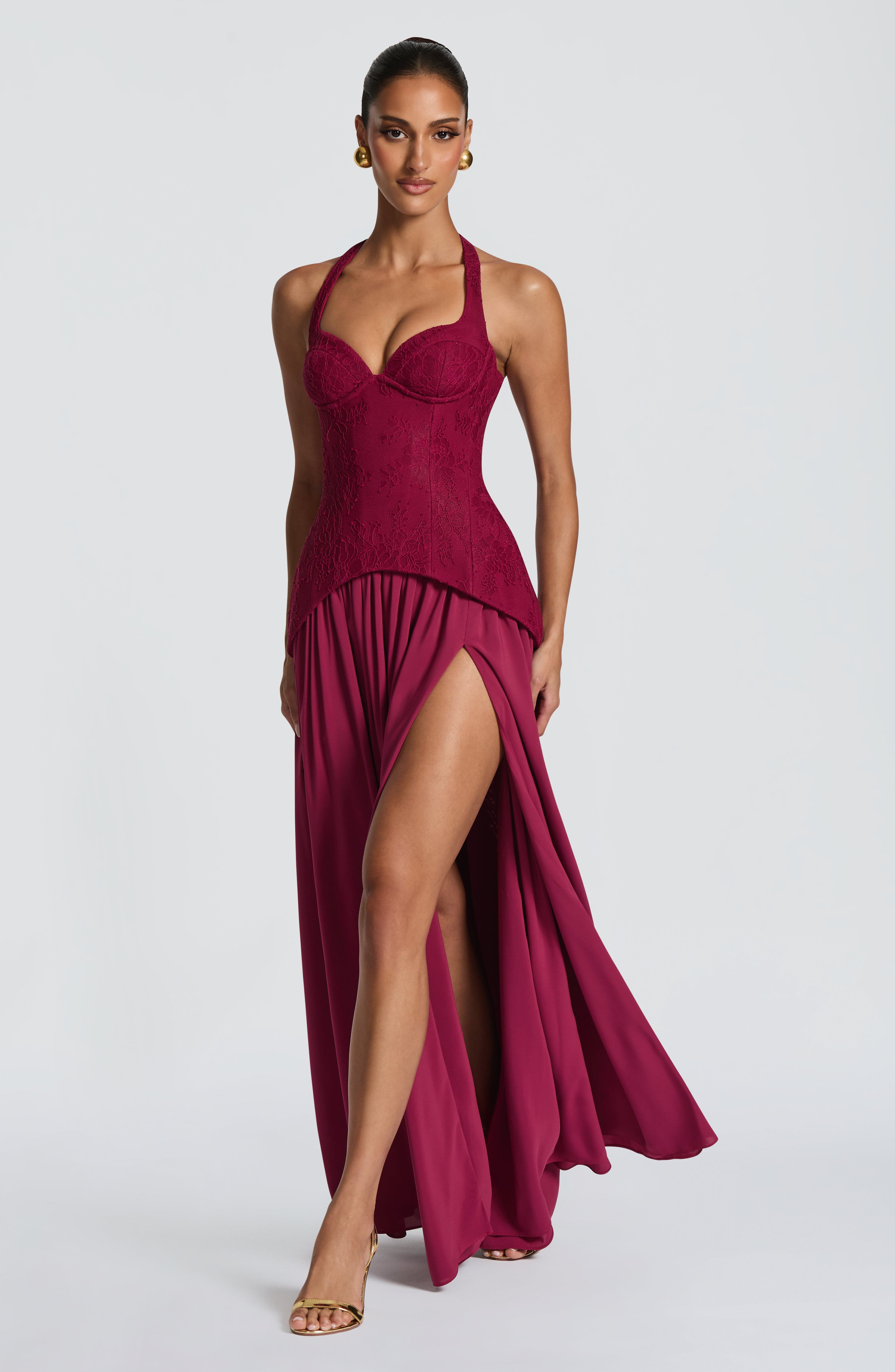 Backless Lace Corset Maxi Dres - Maxi Dress Halter บทวิจารณ์และราคา