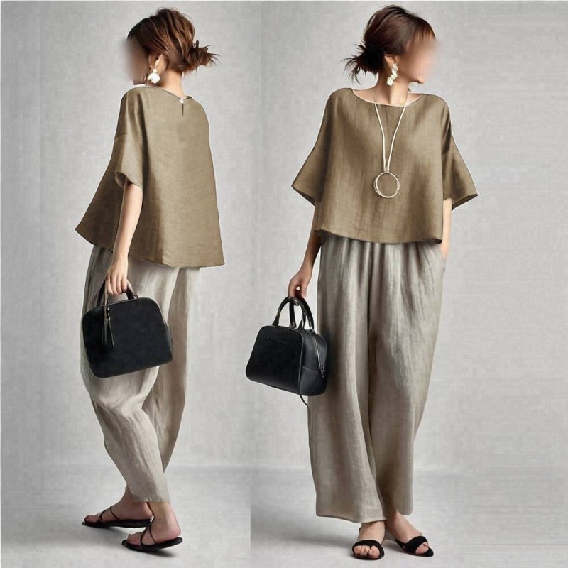 Two Pieces Women Pant Sets Sol - Linen Pant Wide บทวิจารณ์และราคา