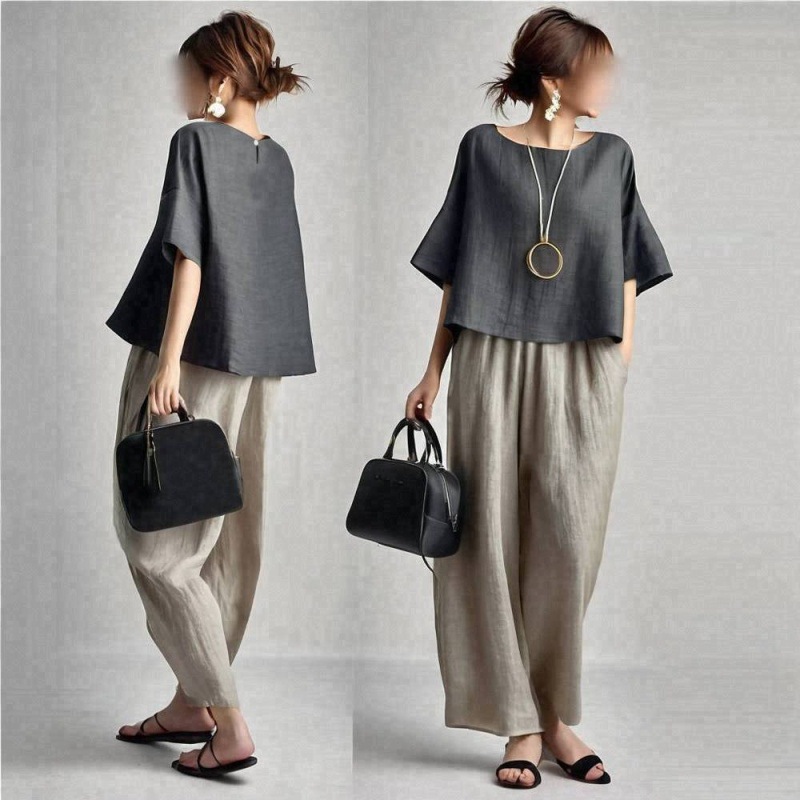 Two Pieces Women Pant Sets Sol - Linen Pant Wide บทวิจารณ์และราคา