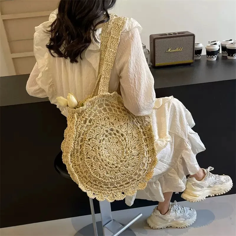 Hand-woven paper rope tote bag - Tote Bag Beach บทวิจารณ์และราคา