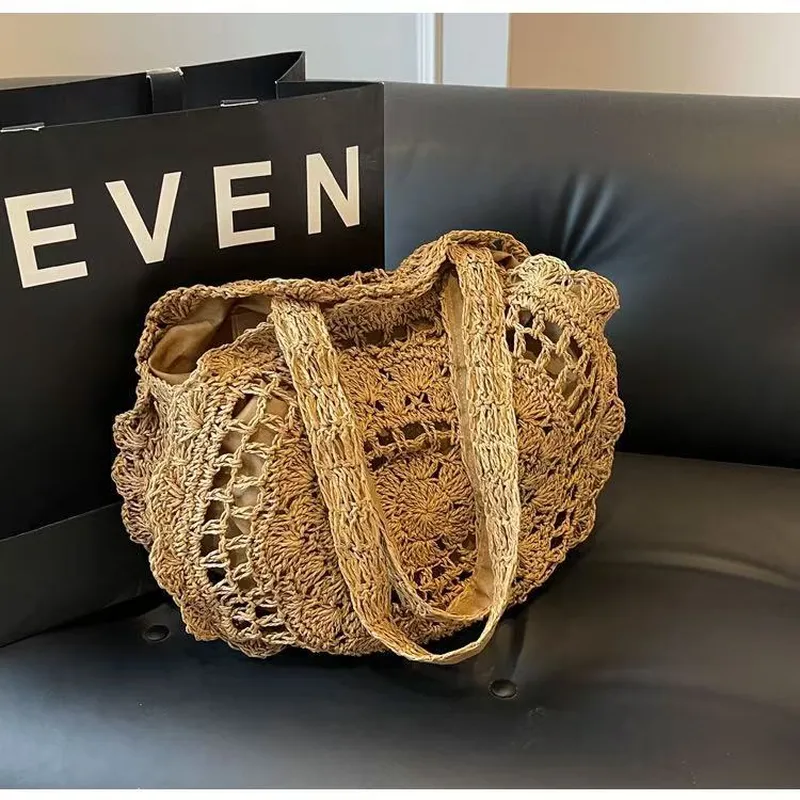 Hand-woven paper rope tote bag - Tote Bag Beach บทวิจารณ์และราคา