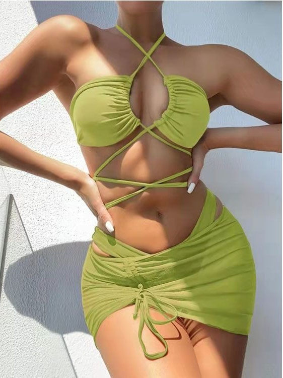 Ladies High Waist Split Bikini - Swimsuit Bikini Ruched บทวิจารณ์และราคา