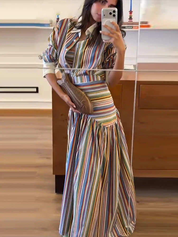 Boho Colorful Stripe Shirt Max - Maxi Dress Halter บทวิจารณ์และราคา