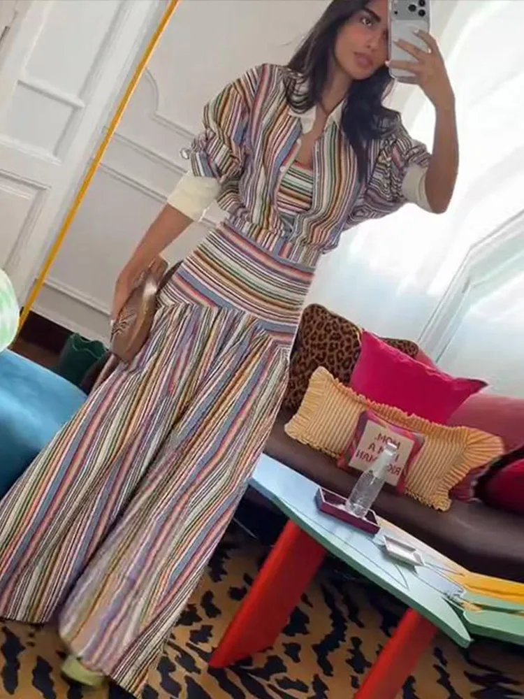 Boho Colorful Stripe Shirt Max - Maxi Dress Halter บทวิจารณ์และราคา