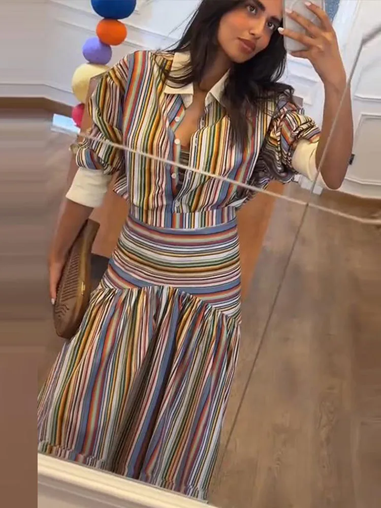 Boho Colorful Stripe Shirt Max - Maxi Dress Halter บทวิจารณ์และราคา