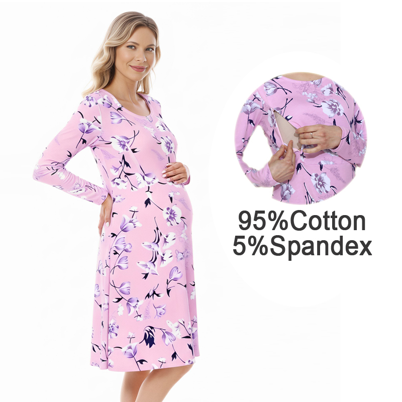Floral Nursing Maternity Dress - Midi Skirt Floral บทวิจารณ์และราคา