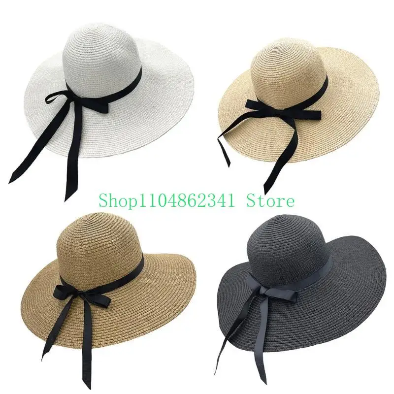 652F Elegant Floppy Straw Hat  - Hat Floppy Wide บทวิจารณ์และราคา